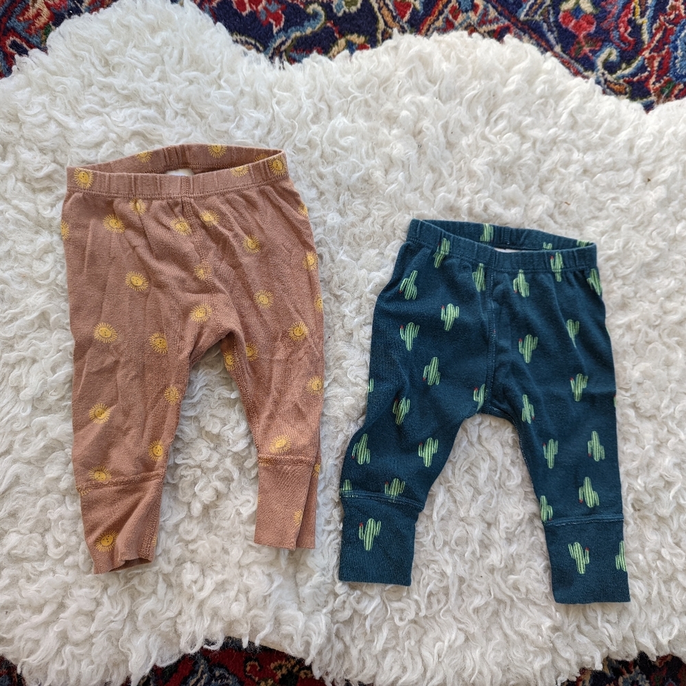 Hanna Andersson Organic Rare 3-6 month baby leggings pants cactus print boho